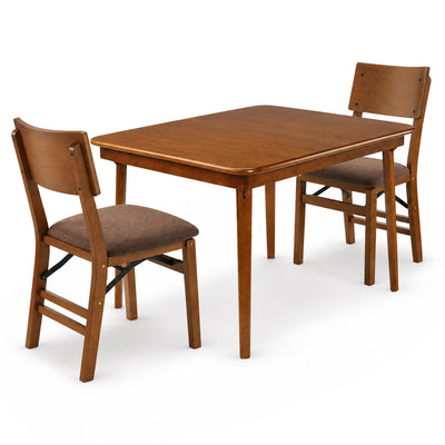 MECO Stakmore Folding Dining Chairs with Padded Seats and Folding Card Table