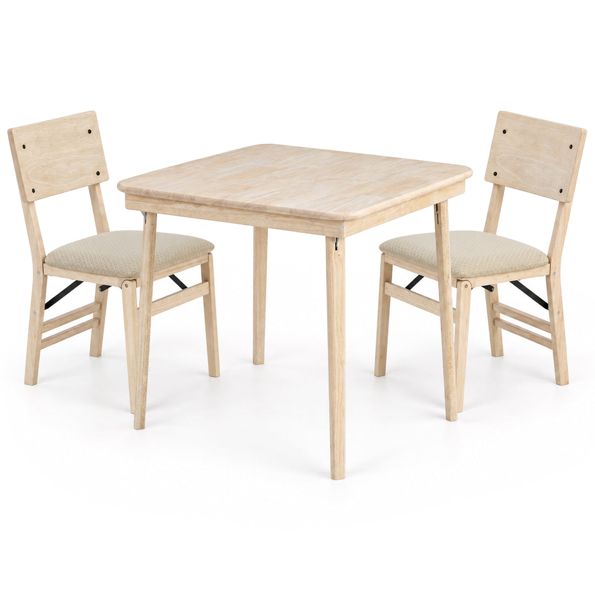 MECO Stakmore Folding Dining Chairs with Padded Seats and Folding Card Table