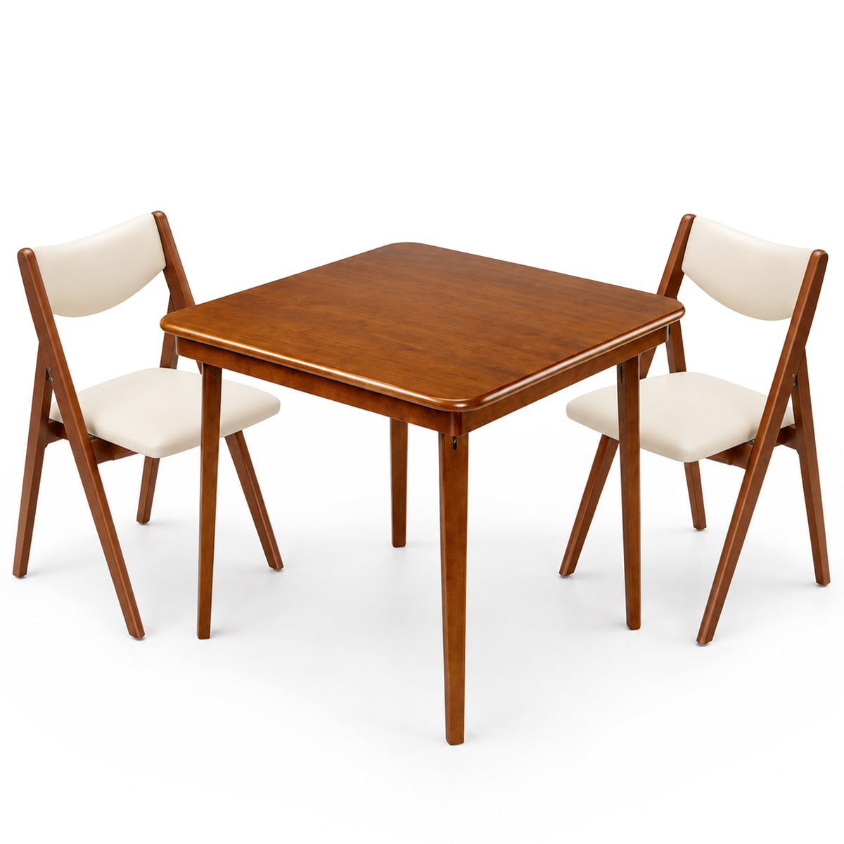MECO Stakmore Retro Modern Wood Folding Chair & Classic Wood Folding Card Table