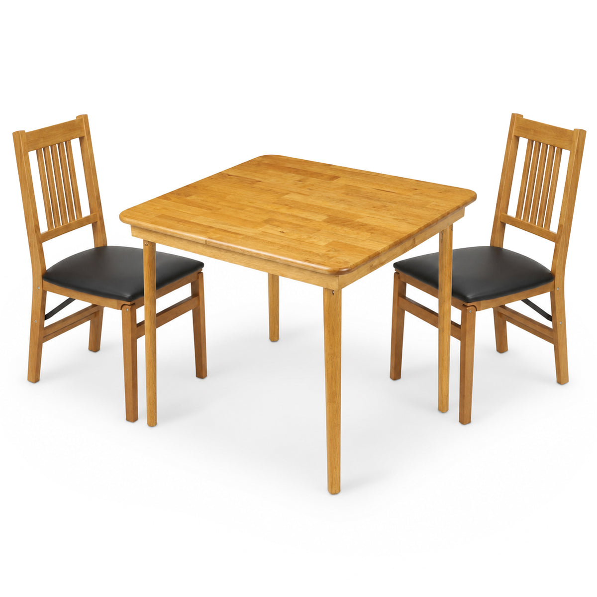 MECO Stakmore Wood Vinyl Upholstered Seat Folding Chair and Folding Card Table