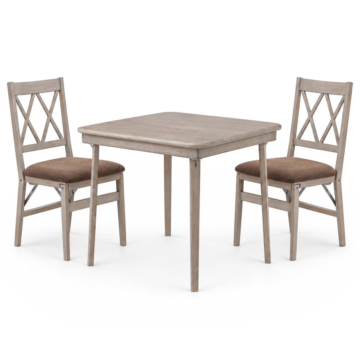 Stakmore Double X Wooden Folding Dining Chairs and Wooden Square Card Table