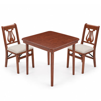 MECO Stakmore Music Back Wooden Folding Chairs and Solid Wood Folding Card Table