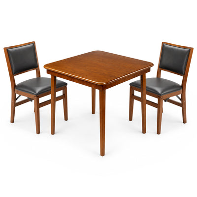 MECO Stakmore Retro Upholstered Back Folding Chairs and Wood Folding Card Table