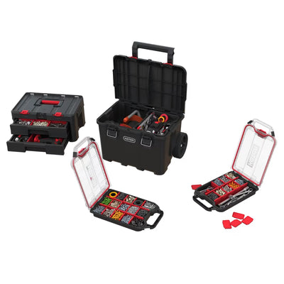 Keter Stack & Roll 2.0 Tool Storage System with Wheels and Handle Black/Red - VMInnovations