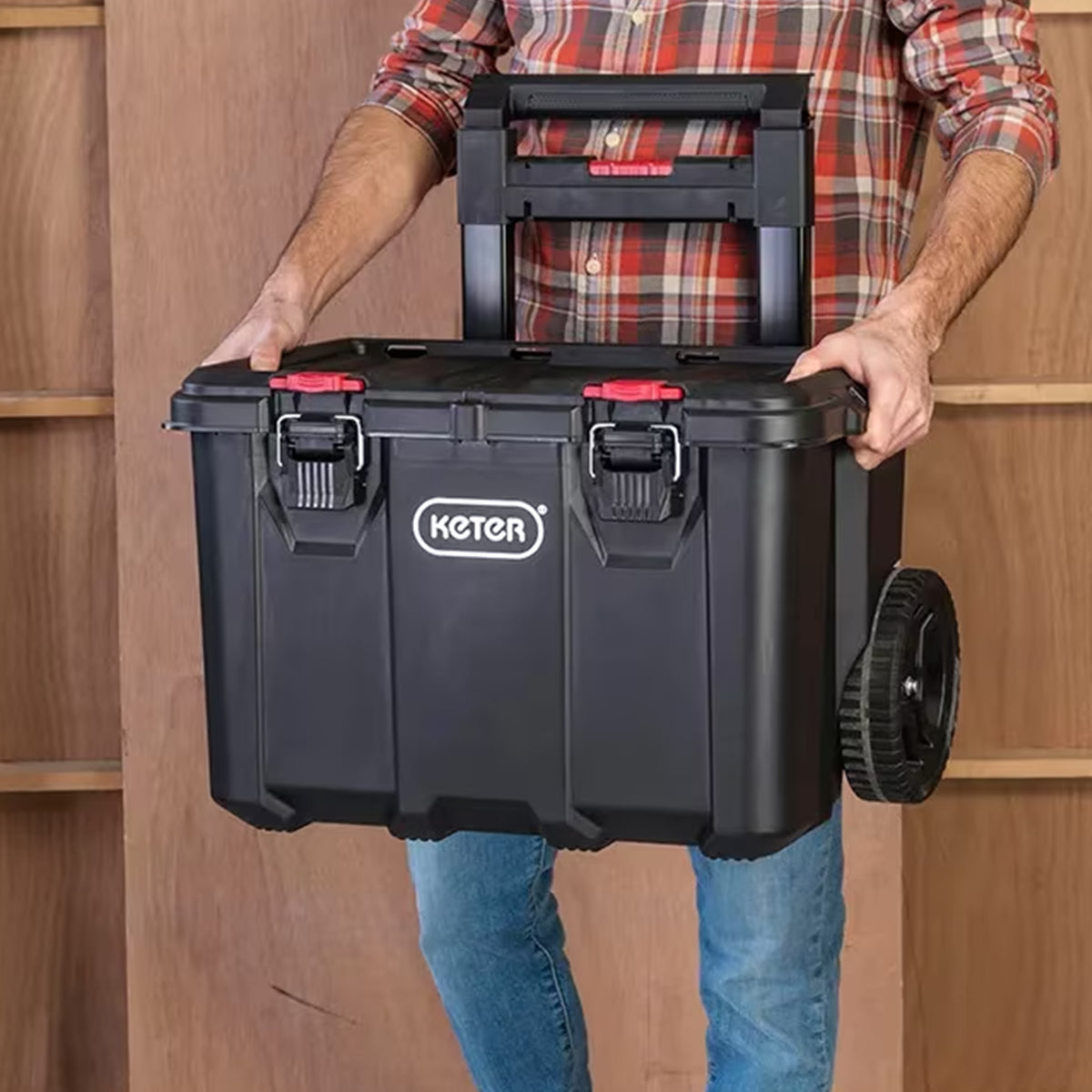 Keter Stack & Roll 2.0 Tool Storage System with Wheels and Handle Black/Red - VMInnovations