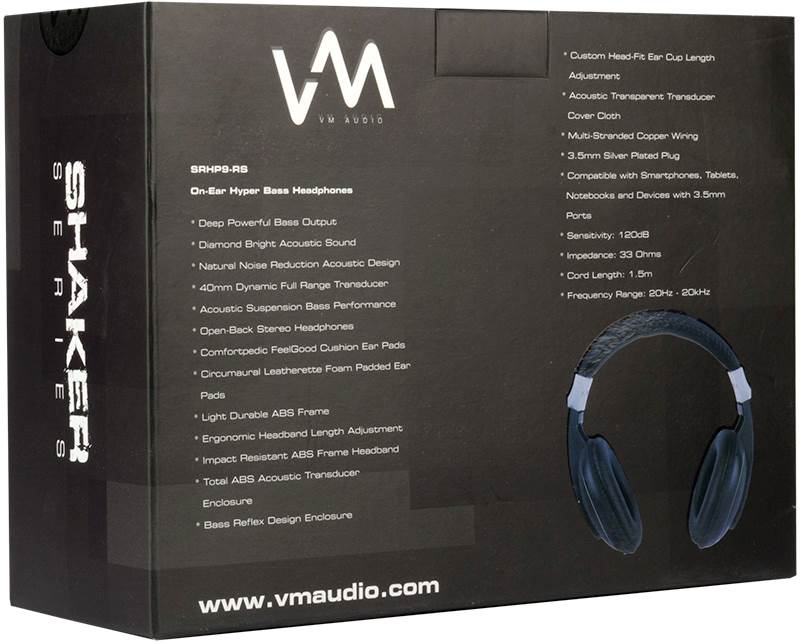 VM Audio SRHP9 Stereo MP3/iPhone iPod Over Head On Ear Headphones - Black/Silver