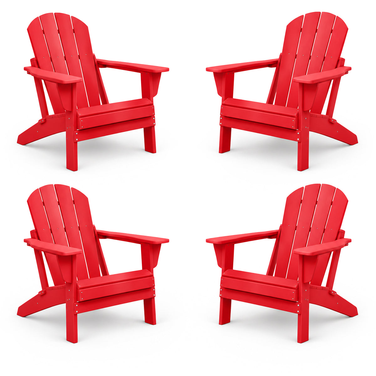 WestinTrends Malibu Classic Outdoor Patio Folding Adirondack Chair, Red, 4 Pack
