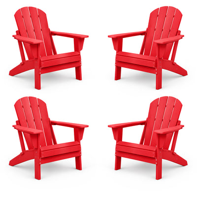 WestinTrends Malibu Classic Outdoor Patio Folding Adirondack Chair, Red, 4 Pack