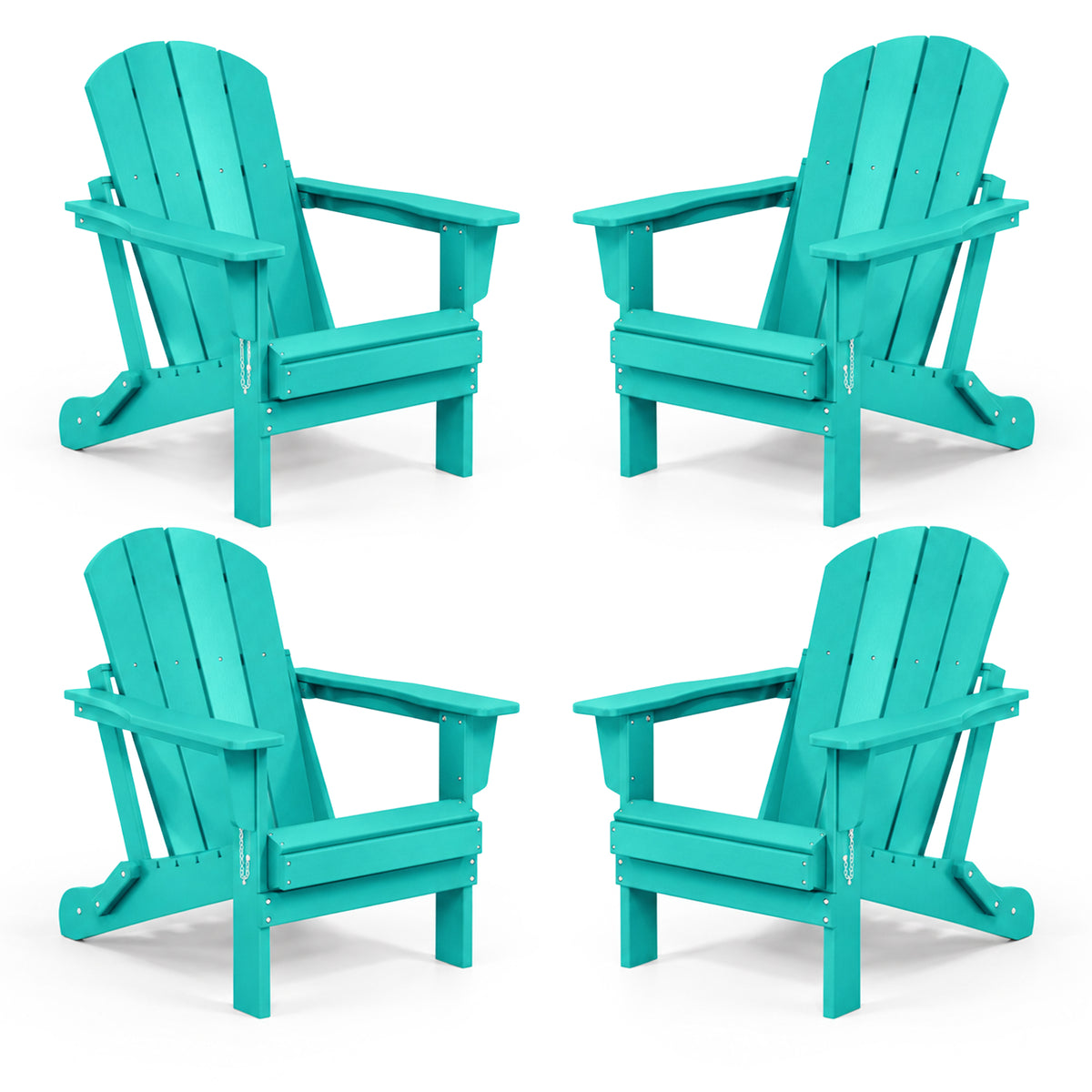 WestinTrends Malibu Outdoor Patio HDPE Folding Adirondack Chair, Pacific Blue (4 Pack)
