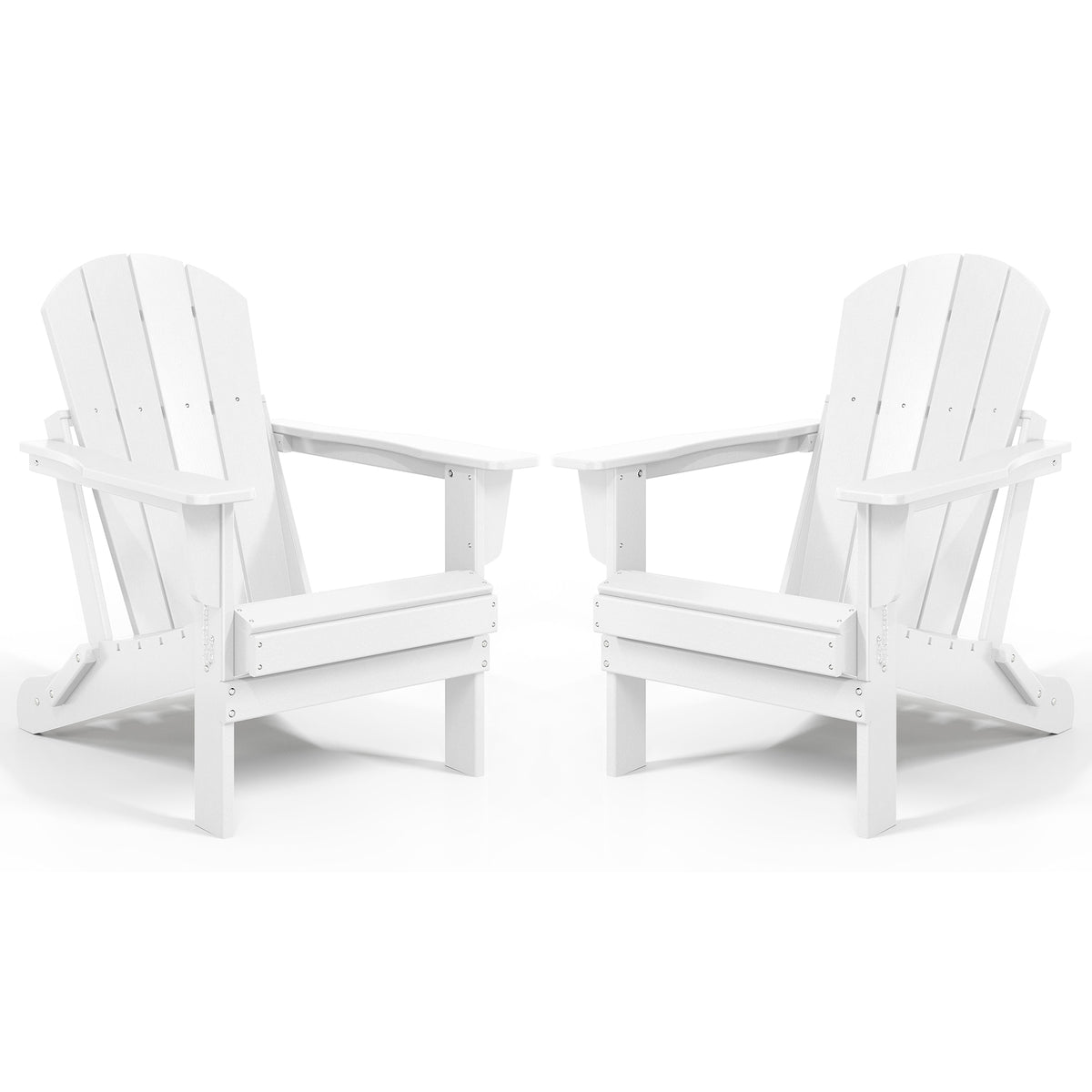 WestinTrends Malibu Classic Outdoor Patio HDPE Folding Adirondack Chair, White (2 Pack)