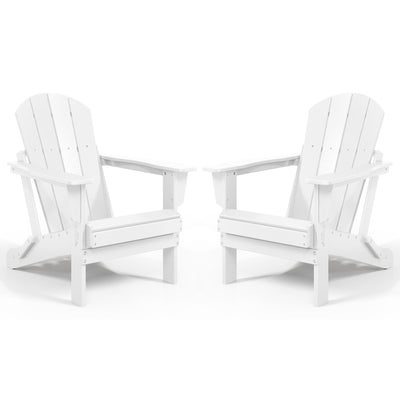 WestinTrends Malibu Classic Outdoor Patio HDPE Folding Adirondack Chair, White (2 Pack)