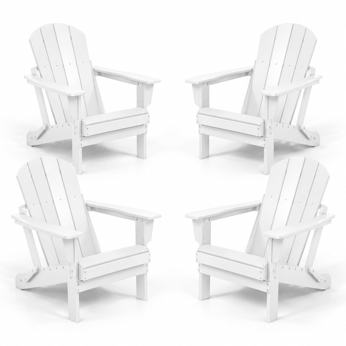 WestinTrends Malibu Classic Outdoor Patio HDPE Folding Adirondack Chair, White (4 Pack)