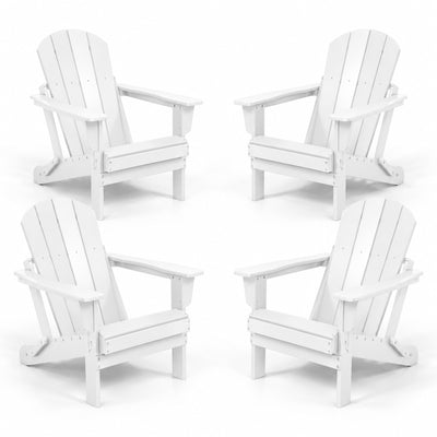 WestinTrends Malibu Classic Outdoor Patio HDPE Folding Adirondack Chair, White (4 Pack)