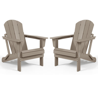 WestinTrends Malibu Outdoor Patio HDPE Folding Adirondack Chair, Weathered Wood (2 Pack)