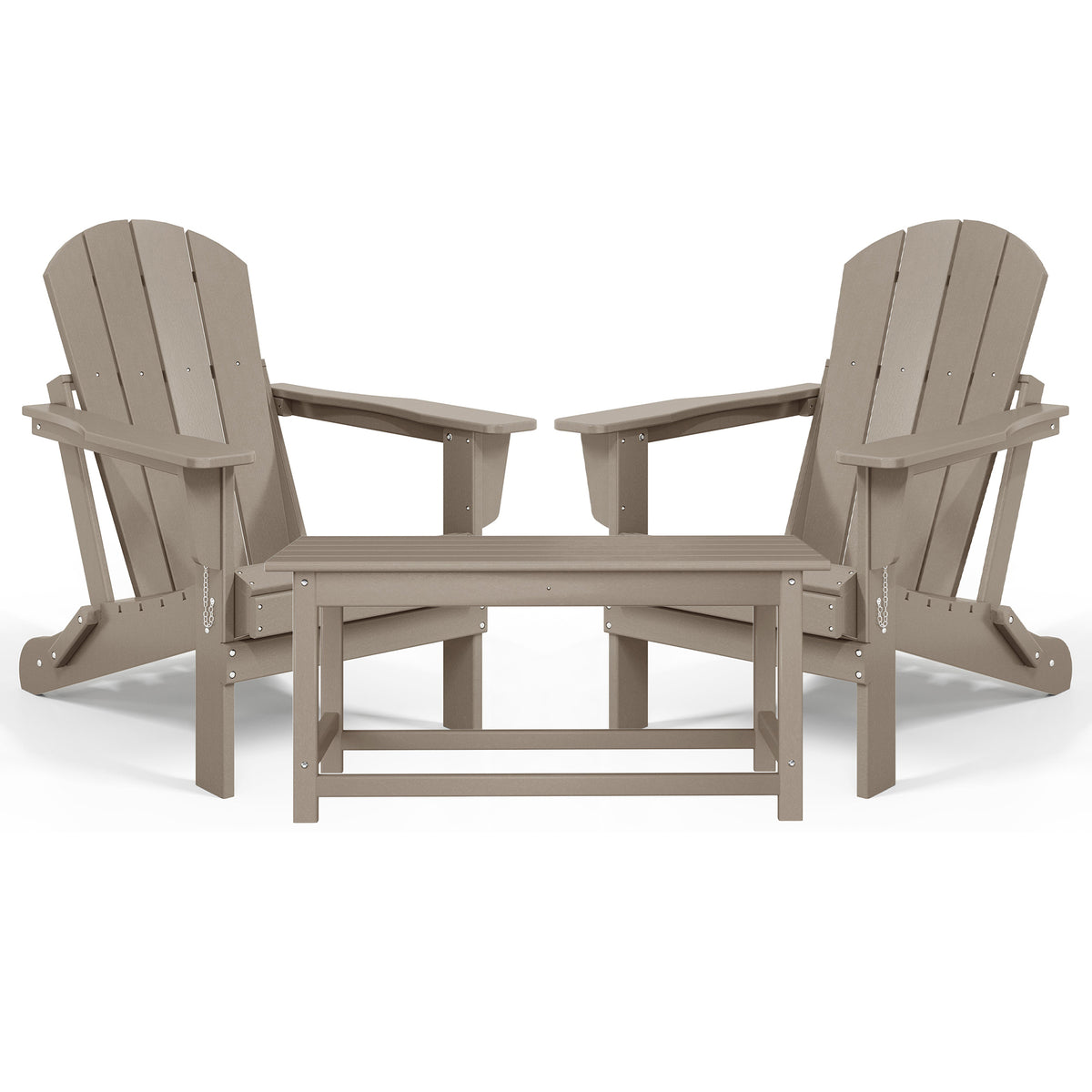 WestinTrends Malibu Patio Set with 2 Adirondack Chairs & Coffee Table, Wood
