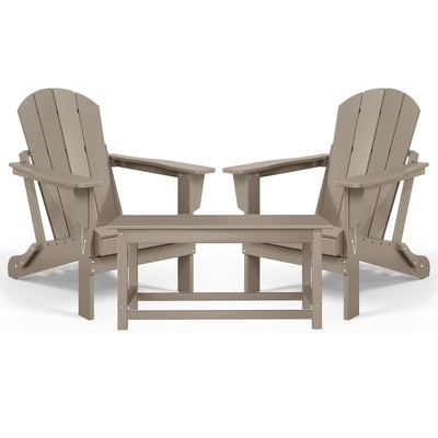 WestinTrends Malibu Patio Set with 2 Adirondack Chairs & Coffee Table, Wood