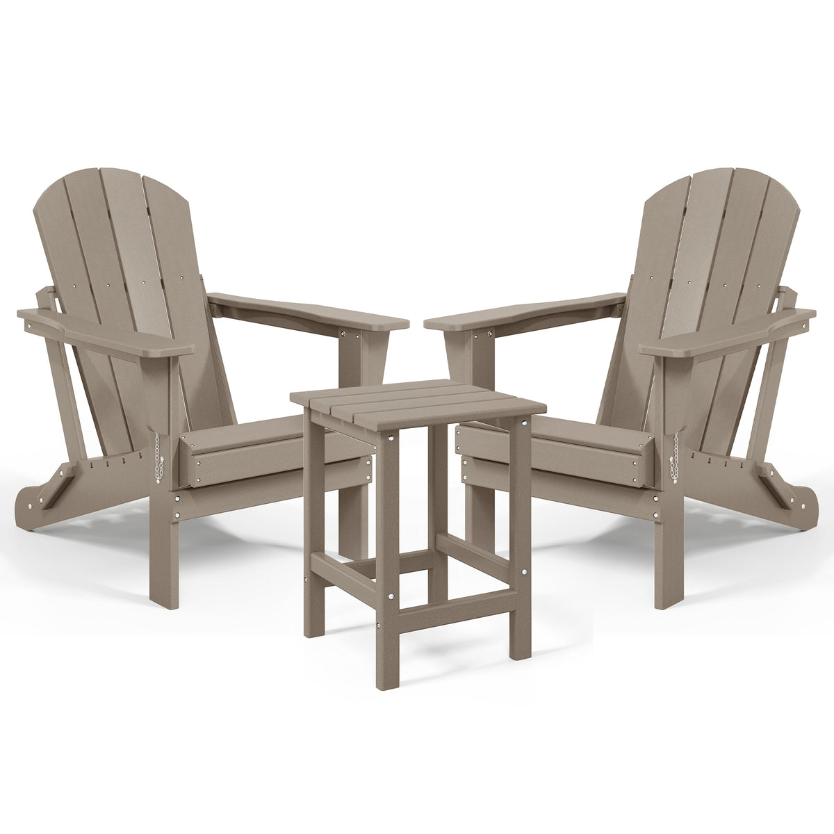 WestinTrends Malibu Patio Set with 2 Adirondack Chairs & Side Table, Wood