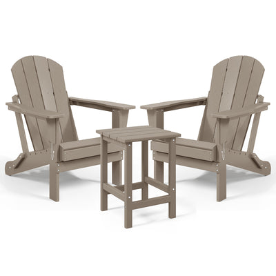 WestinTrends Malibu Patio Set with 2 Adirondack Chairs & Side Table, Wood