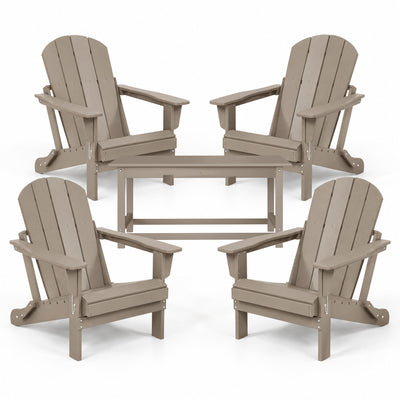 WestinTrends Malibu Classic Folding Adirondack Chairs & Coffee Table Set, Wood