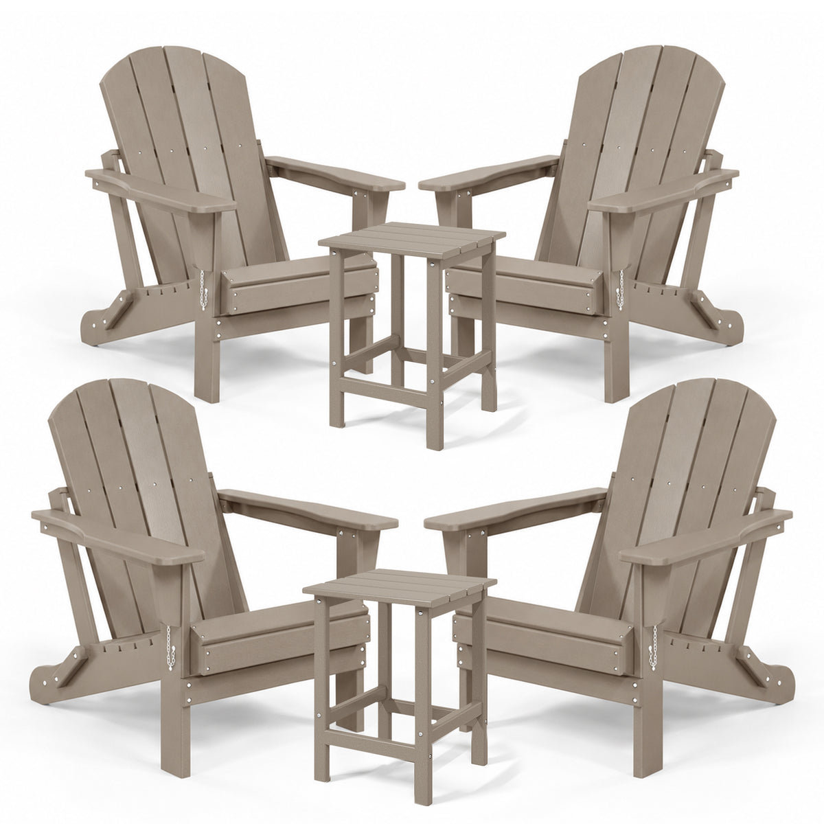 WestinTrends Malibu Patio Set with 4 Adirondack Chairs and 2 Side Tables, Wood