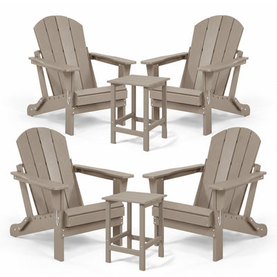 WestinTrends Malibu Patio Set with 4 Adirondack Chairs and 2 Side Tables, Wood