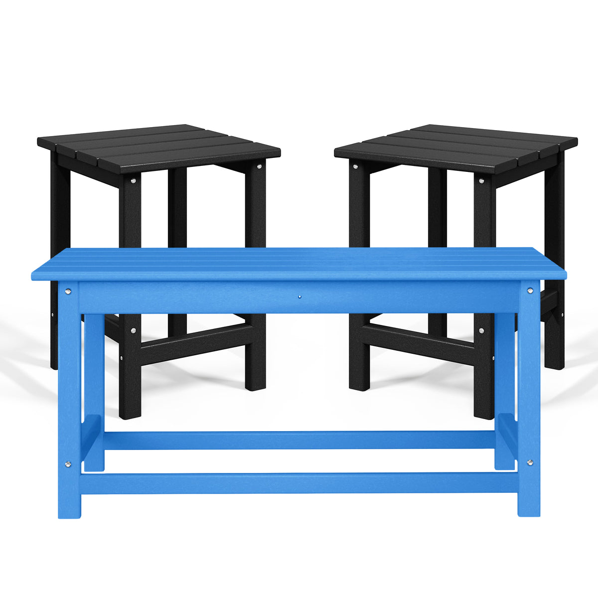 WestinTrends Malibu 14" Square Outdoor Side Table, 2 Pack & Outdoor Coffee Table