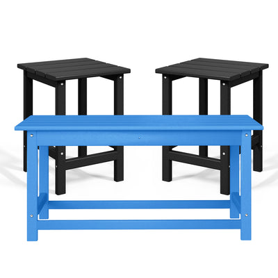 WestinTrends Malibu 14" Square Outdoor Side Table, 2 Pack & Outdoor Coffee Table