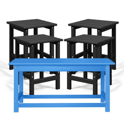 WestinTrends Malibu 14" Square Outdoor Side Table, 4 Pack & Outdoor Coffee Table