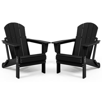 WestinTrends Malibu Classic Outdoor Folding Adirondack Chair, Black, 2 Pack