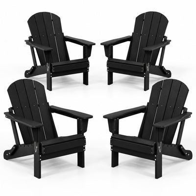 WestinTrends Malibu Classic Outdoor Folding Adirondack Chair, Black, 4 Pack