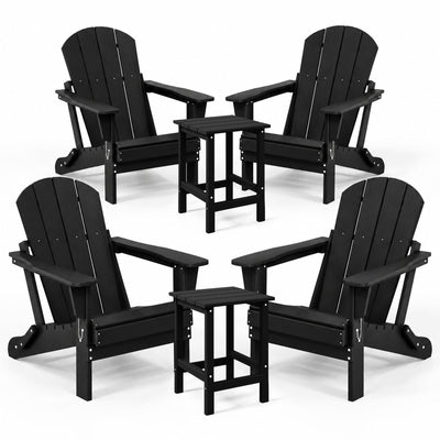 WestinTrends Malibu Patio Set with 4 Adirondack Chairs and 2 Side Tables, Black