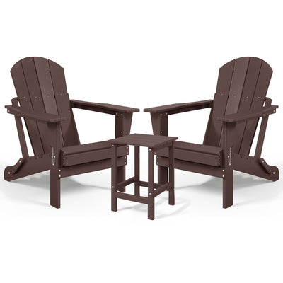 WestinTrends Malibu Patio Set with 2 Adirondack Chairs and Side Table, Brown