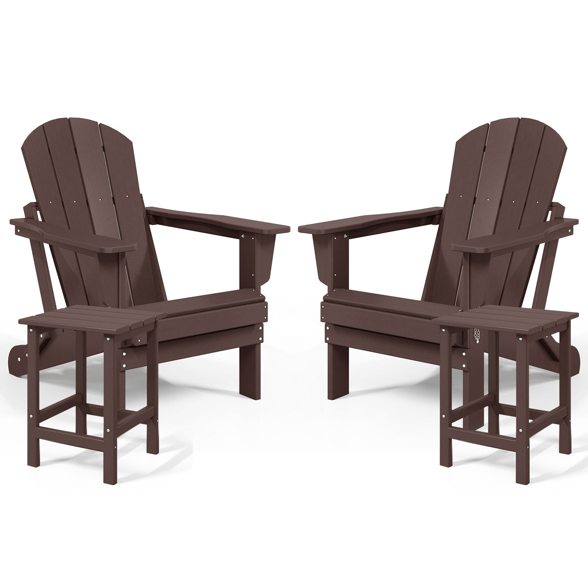 WestinTrends Malibu Patio Set with 2 Adirondack Chairs and 2 Side Tables, Brown