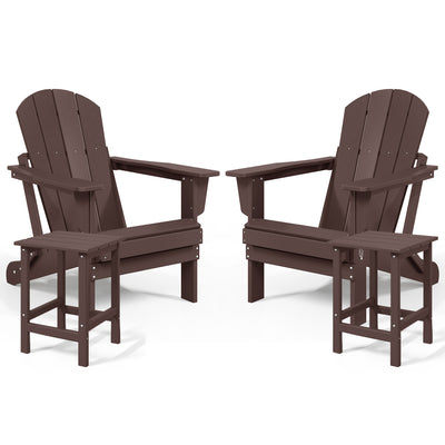 WestinTrends Malibu Patio Set with 2 Adirondack Chairs and 2 Side Tables, Brown