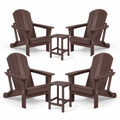 WestinTrends Malibu Patio Set with 4 Adirondack Chairs and 2 Side Tables, Brown