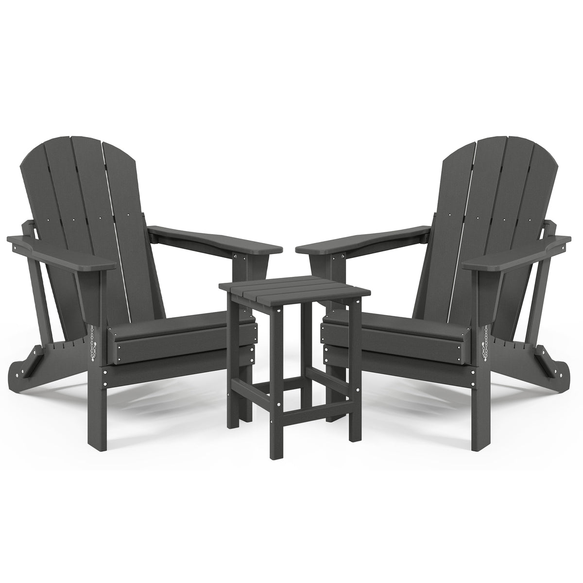 WestinTrends Malibu Patio Set with 2 Adirondack Chairs and Side Table, Gray