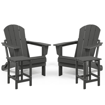 WestinTrends Malibu Patio Set with 2 Adirondack Chairs and 2 Side Tables, Gray
