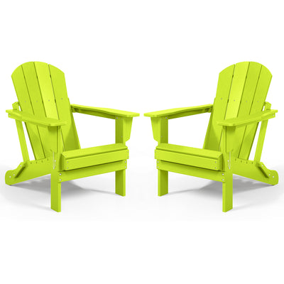 WestinTrends Malibu Classic Outdoor Folding Adirondack Chair, Lime, 2 Pack