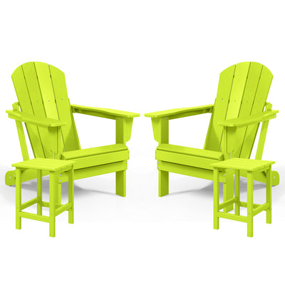 WestinTrends Malibu Patio Set with 2 Adirondack Chairs and 2 Side Tables, Lime