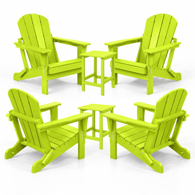 WestinTrends Malibu Patio Set with 4 Adirondack Chairs and 2 Side Tables, Lime