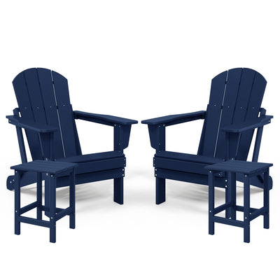 WestinTrends Malibu Patio Set with Adirondack Chairs & Side Tables, Navy Blue