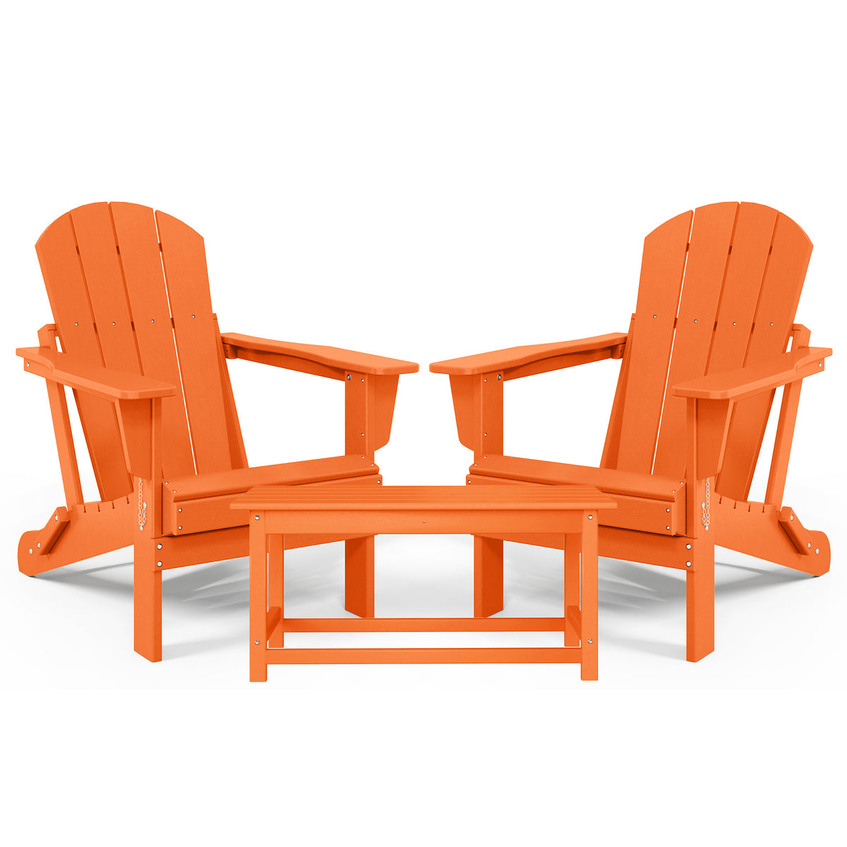 WestinTrends Malibu Classic Folding Adirondack Chairs & Coffee Table Set, Orange