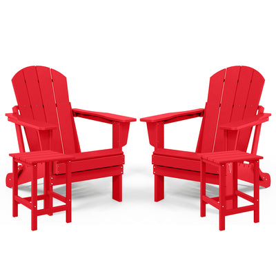 WestinTrends Malibu Patio Set with 2 Adirondack Chairs & 2 Side Tables, Red