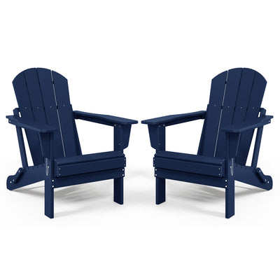 WestinTrends Malibu Outdoor Patio Folding Adirondack Chair, Navy Blue, 2 Pack