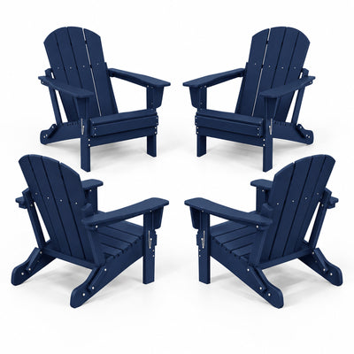 WestinTrends Malibu Outdoor Patio Folding Adirondack Chair, Navy Blue, 4 Pack
