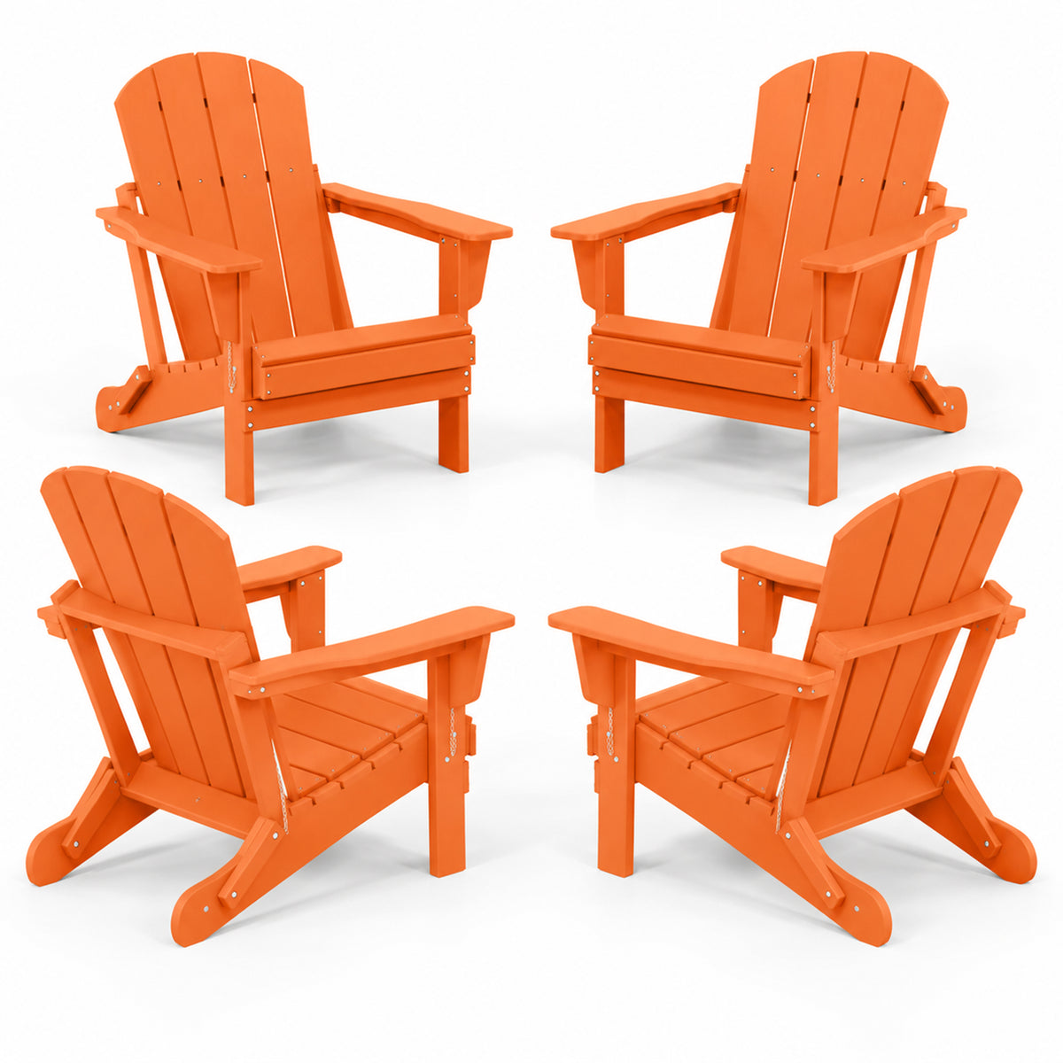 WestinTrends Malibu Outdoor Patio Folding Adirondack Chair, Orange, 4 Pack