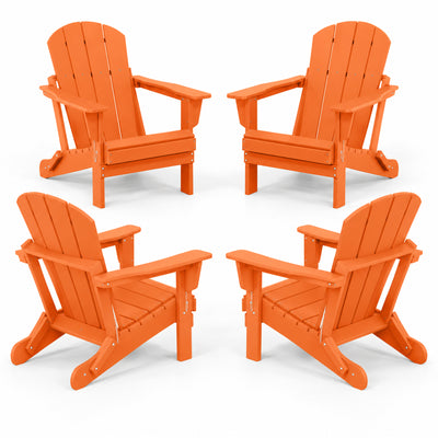 WestinTrends Malibu Outdoor Patio Folding Adirondack Chair, Orange, 4 Pack