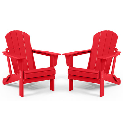 WestinTrends Malibu Classic Outdoor Patio Folding Adirondack Chair, Red, 2 Pack