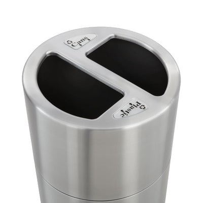 Safco 30 Gallon Trash Can Recycling Bin Combo for Indoor Kitchen Use, Silver