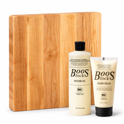 John Boos Maple Wood Chop N Slice Reversible Cutting Board with Oil & Cream Set